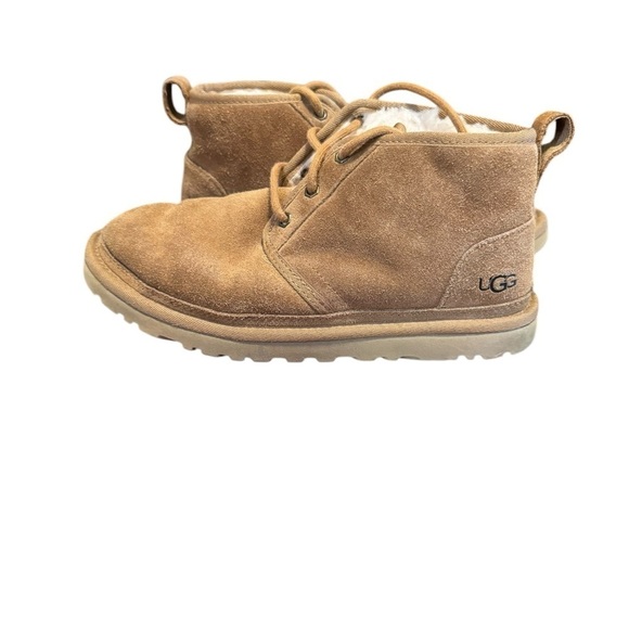 UGG Boots Womens 8 Brown Tan Neumel Chukka Chestnut Suede Ankle Bootie Shearling - Picture 2 of 10
